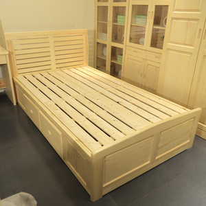 智盛实木家具1.2米箱体床松木现代简约儿童房带储物小户型
