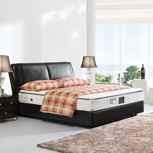 红星美凯龙武汉汉阳商场店朗乐福卧室真皮软包床皮床经典黑gl014p