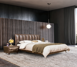 【云岩】卡路福多隆床架 简约轻奢皮质床架头层牛皮真皮艺双人床