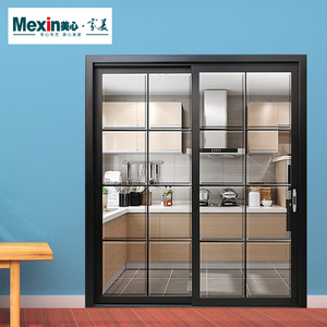mexin美心木门钢化玻璃黑钛镁合金卫生间门厨房门厨卫门推拉门