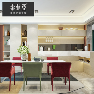 索菲亚全屋定制客厅餐厅酒柜入户柜客厅鞋柜衣帽间一体定做