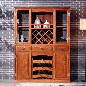 say红木家具非洲花梨 酒柜 实木酒柜 中式客厅带玻璃门餐边柜