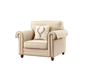 曲富家具 简美风情系列 美式家具 实木 布艺 客厅M8108单人位沙发