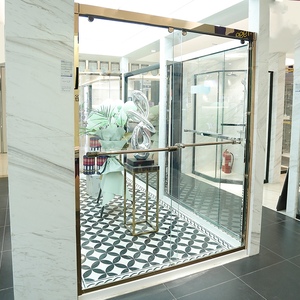 德立双移门淋浴房不锈钢移门定制简易浴室推拉玻璃门12dl23定金