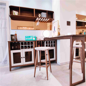 南洋胡氏简意美居北欧酒吧台餐边柜2酒柜1吧台2吊柜4餐镜2吧凳