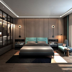 慕思v6系列床架科技布主卧婚床黑色皮床双人床现代简约软包 1.8米