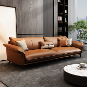 玛迪利 意式简约现代牛皮功能沙发轻奢小户型客厅书房三人位沙发