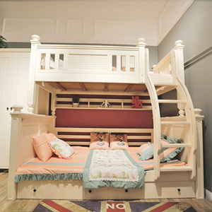 克莉丝汀k118全实木象牙白色可拆卸简约美式高低床双层床青少年儿