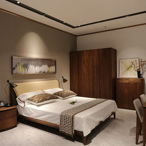 北欧e家实木家具现代北欧家用卧室实木床主卧双人床 型号a-6919