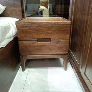 北艺居黑胡桃木实木床头柜储物柜806