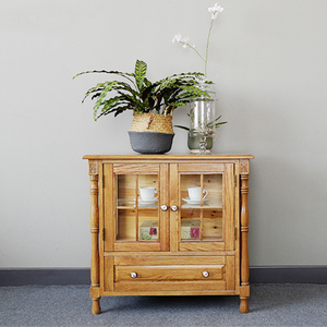 下午茶实木家具榫卯结构立柱玻璃矮柜田园风格红星官方旗舰店