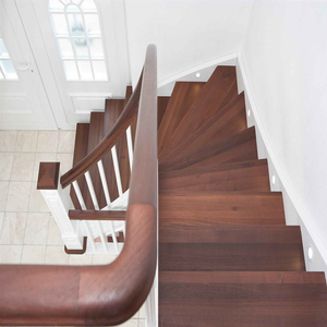 美步实木楼梯定制别墅旋转立柱踏步版扶手复式阁楼现代简约楼梯