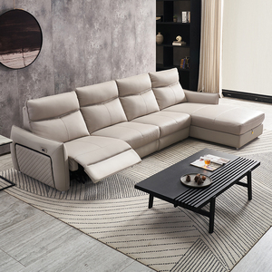 布雷尔极简头层牛皮沙发客厅大户型多功能电动转角皮沙发组合6002