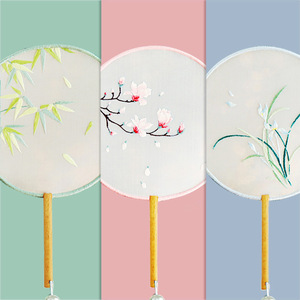 苏绣古风团扇子加大双面刺绣流异色故宫廷扇汉服定制结婚送礼diy