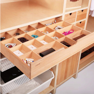 衣柜厨柜橱柜实木榉木饰物储物格分类盒收纳格子 百格抽百宝格盒