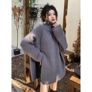 侧边开叉毛衣女