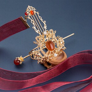 古风汉服仙侠飘带发冠 宋制明制束发男士发箍头饰高马尾情侣发饰