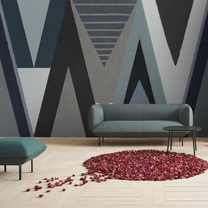 masar创意全屋定制壁画简约几何撞色墙纸青春时尚背景墙壁纸 v型