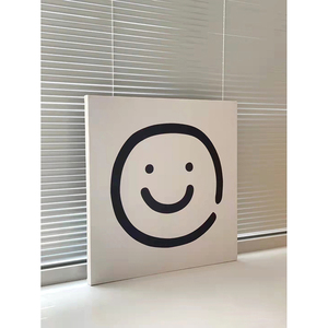 smile可爱笑脸极简装饰画治愈系黑白ins挂画小红书儿童房卧室墙画