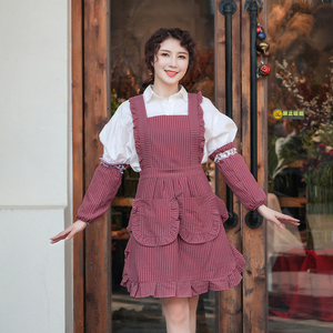 围裙家用厨房防水防油韩版时尚公主可爱棉布女做饭围腰工作裙子式