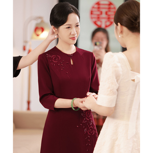 高端喜婆婆婚宴装晚礼服裙小个子高贵年轻女方妈妈婚礼服洋气高档