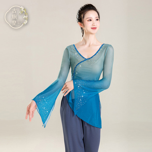 古旗皇古典舞渐变纱衣身韵演出服基训练功服民族舞蹈艺考上衣女