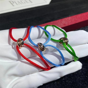 cartier/卡地亚三环手绳18k玫瑰金无钻百搭时尚男女情侣手链 戒指