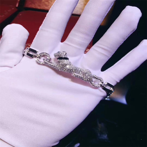 cartier/卡地亚豹子手链18k玫瑰金无钻斯巴达男女情侣手环 项链
