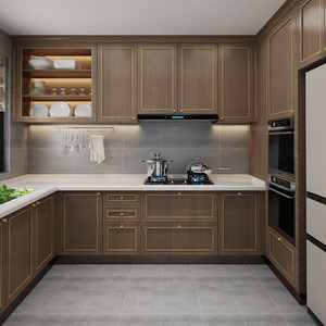 定制橱柜整体橱柜家用现代简约实木欧式美式新中式厨房柜49人付款500