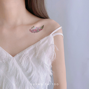 苏小木 天使翅膀 情侣彩色小图案 锁骨性感后背 防水女持久纹身贴