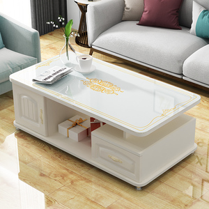 茶几简约现代客厅欧式小户型家用钢化玻璃电视柜组合仿大理石茶桌