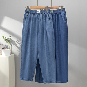 广州新塘天丝洋气显瘦牛仔裤子女2024夏季新款高腰薄款宽松哈伦裤
