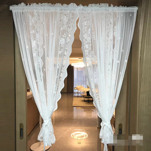 琴美◆玄关隔断纱帘 飘窗蕾丝白纱 0难度安装韩式浪漫窗帘免打孔