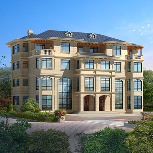 新农村联排别墅设计图纸全套四层欧式兄弟双拼自建房子简单经济型