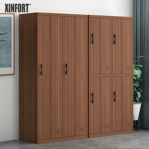 更衣柜员工宿舍储物柜办公室换衣柜钢制木纹游泳馆健身房鞋存包柜