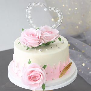 唯美生日蛋糕装饰花仿真韩式裱花插牌玫瑰花插旗摆件甜品台布置
