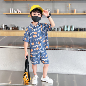 男童帅气夏装短袖三四5到6周岁男宝夏天衣服小男孩衬衫洋气两件套