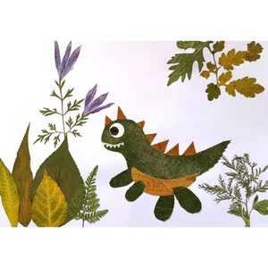 树叶画材料包树叶贴画幼儿园手工活动小学生参赛作业半成品大肚猫