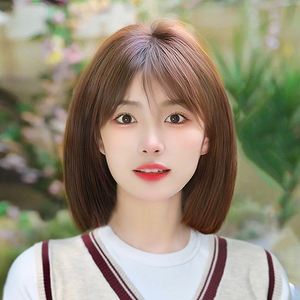 假发短发女真发全真人发自然全头套式锁骨发波波头造型整顶假发套