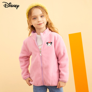 迪士尼女童摇粒绒外套2021秋季新款儿童秋冬装中大童时尚拉链上衣