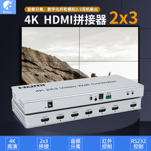 4K高清HDMI1进6出液晶电视机拼接盒六路多台LED大屏幕控制器画面分割处理器电视墙2x3 video wall controller