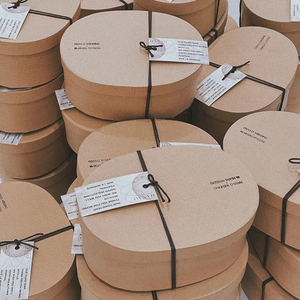 椭圆形牛皮纸盒小红书伴手礼盒网红ins风饼干盒糖果盒diy烘培包装