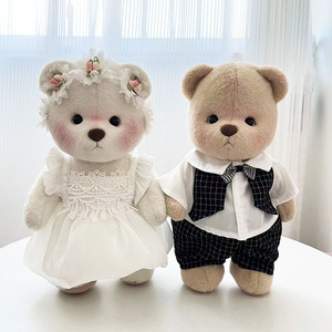 中号莉娜熊衣服30cm黑格西装婚纱结婚两件套情侣泰迪熊玩偶着替