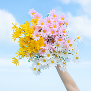 小雏菊仿真花洋甘野菊花小清新花束假花客厅装饰摄影手捧塑料配草