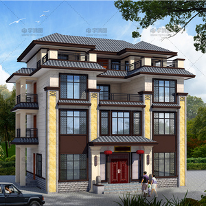 新农村四层自建房中式别墅设计图纸网红小洋楼施工效果图【4006】