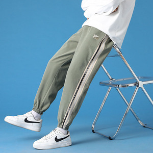 160小短腿男生男朋友简约风穿搭牛油果绿薄款冰爽面料显高卫裤夏