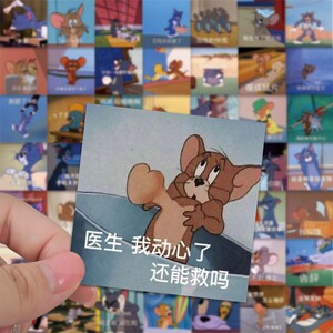 160张猫和老鼠贴贴纸汤姆杰瑞创意表情包diy手机壳行李箱防水贴画