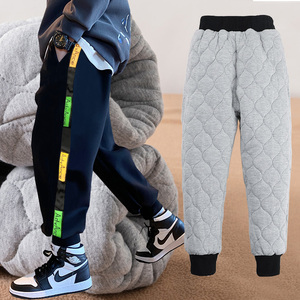 男童加棉裤加绒加厚裤子冬季外穿儿童三层夹棉大童一条过冬保暖裤
