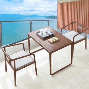 阳台茶桌椅组合实木简约小户型新中式家用两人小茶几1米喝茶台子