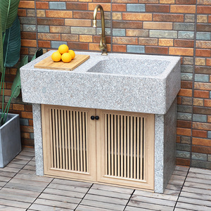 天然大理石水池户外石头洗衣池石材洗手盆室外洗衣台一体庭院水槽